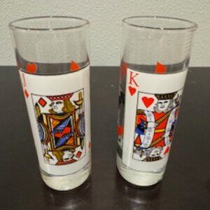 VINTAGE SHOT GLASSES POKER PLAYING FACE CARD JACK AND KING